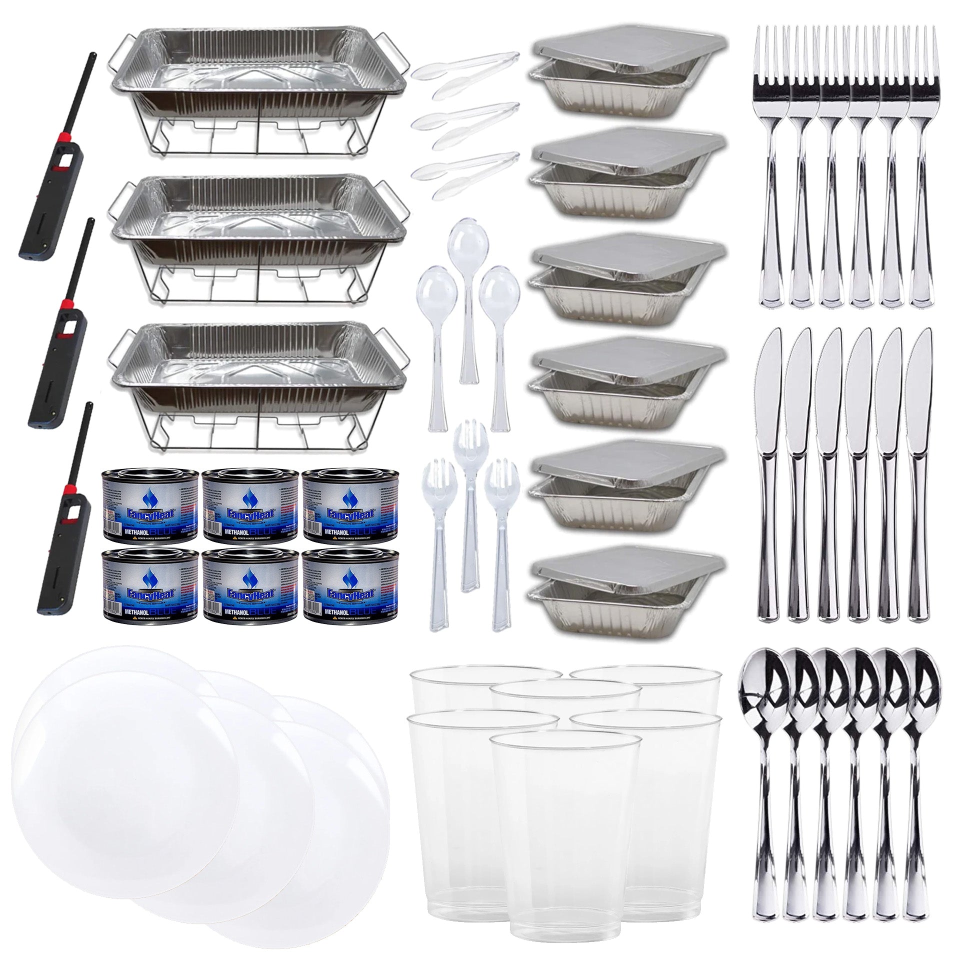 Disposable Aluminum Chafing Dish Buffet Serving Kit | Outdoor Party Value Pack (136PC)