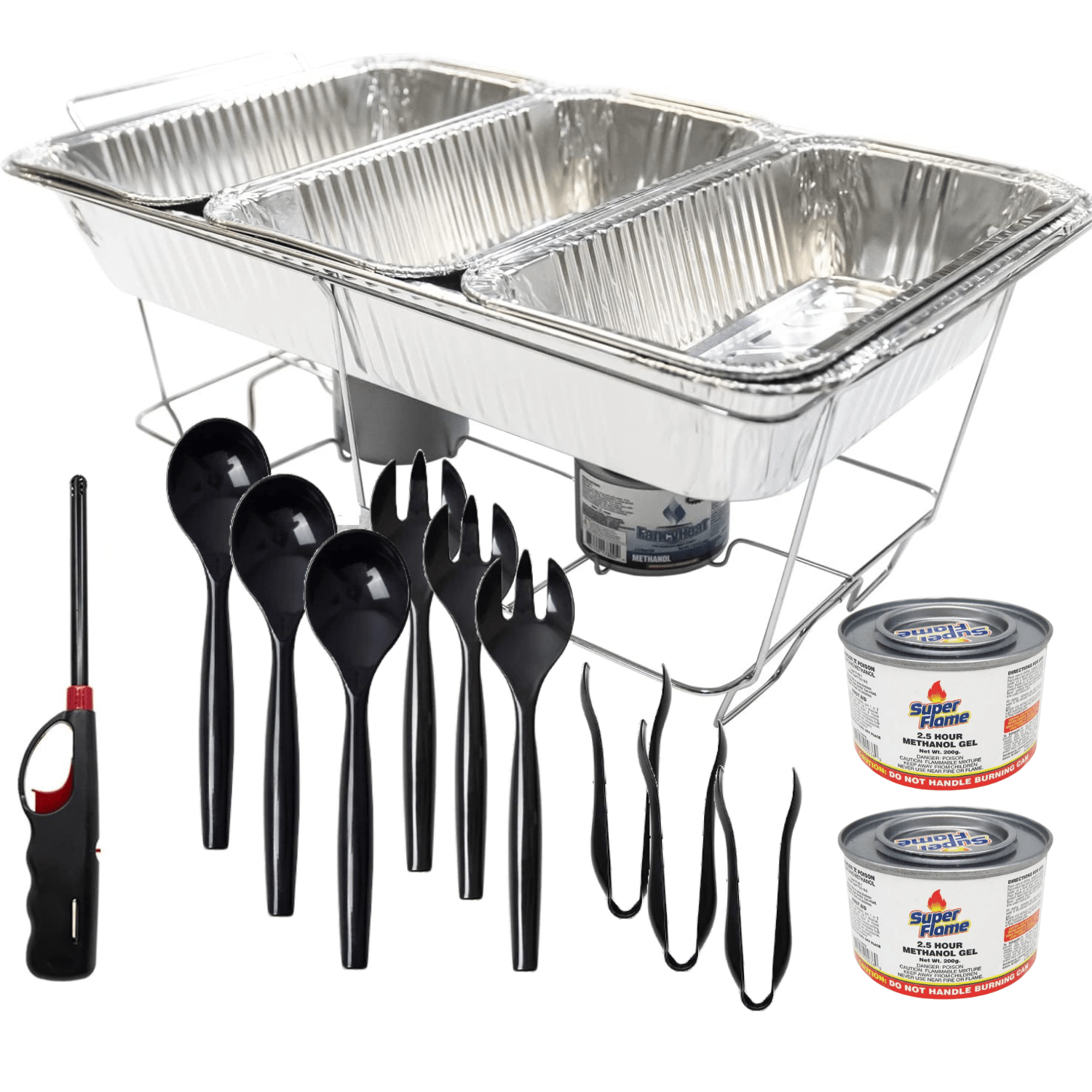 Disposable Aluminum 5LB Loaf Pans Chafing Dish Buffet Party Set with Handy Lighter 20 Pc - Image 2