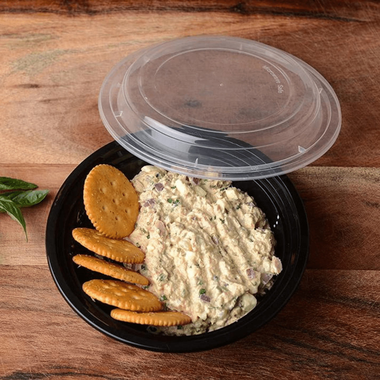 16oz Black Meal Prep/Round Bento Box Disposable Container with Clear Lid - Image 4