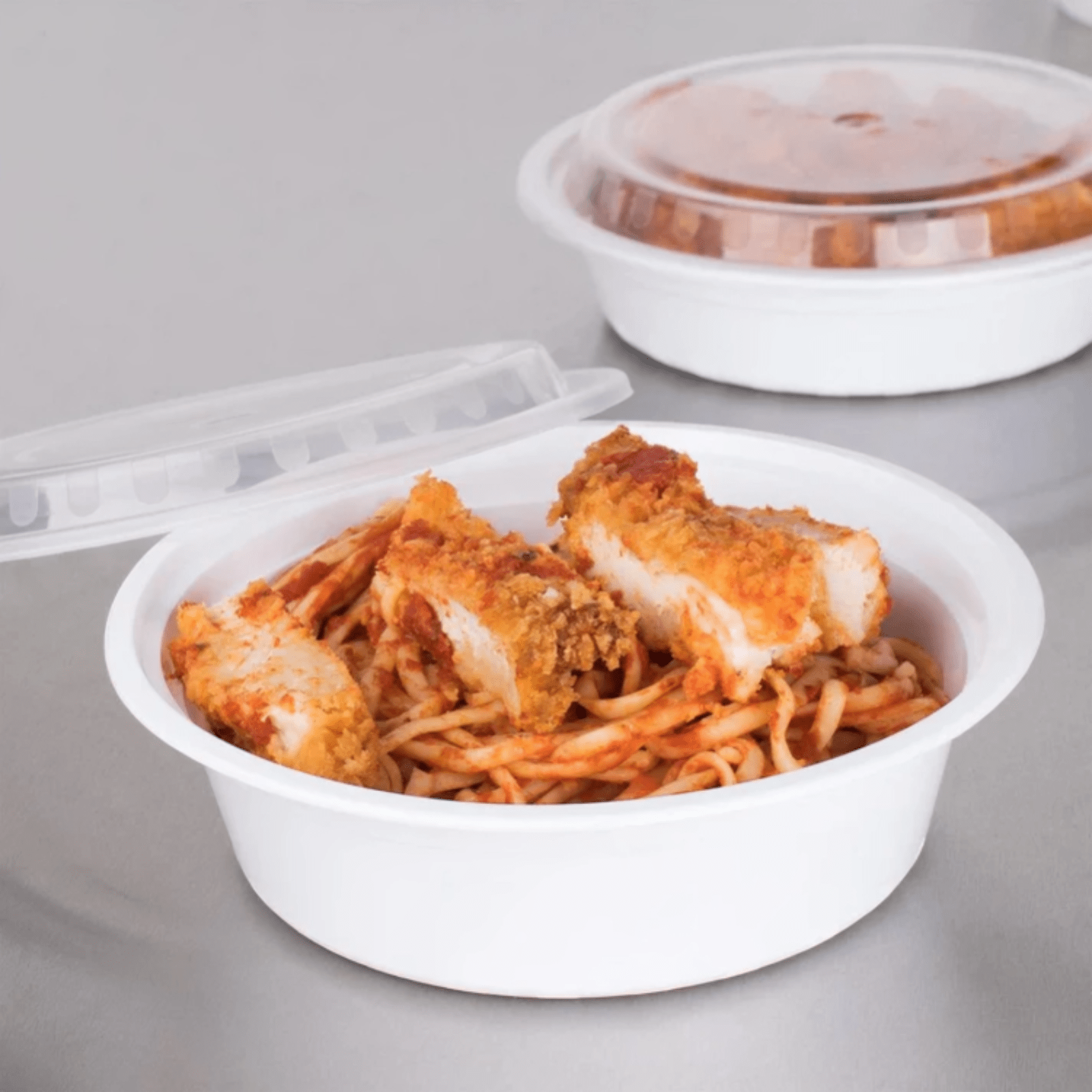 32oz Extra Strong Quality White round Disposable Meal Prep/ Bento Box Container - Image 5