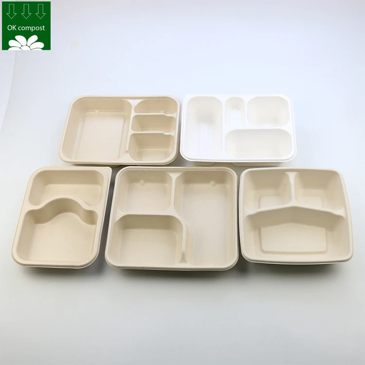 Custom Biodegradable Compostable Sugarcane Bagasse Multi Compartment Fast Defrosting Tray for Frozen Meat Meat Packaging Trays