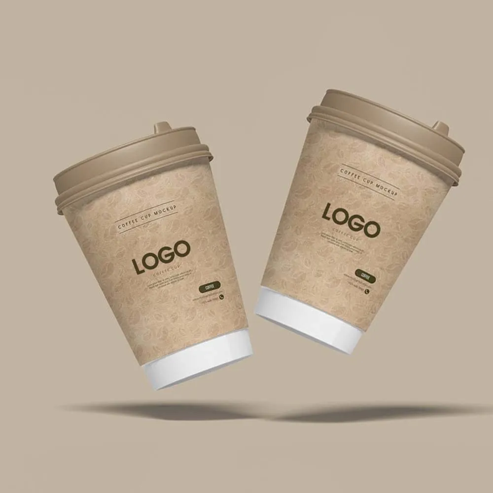 Customized Biodegradable Disposable Coffee Paper Cup Single Double Ripple Wall Paper Coffee Cups With Lids and Sleeve