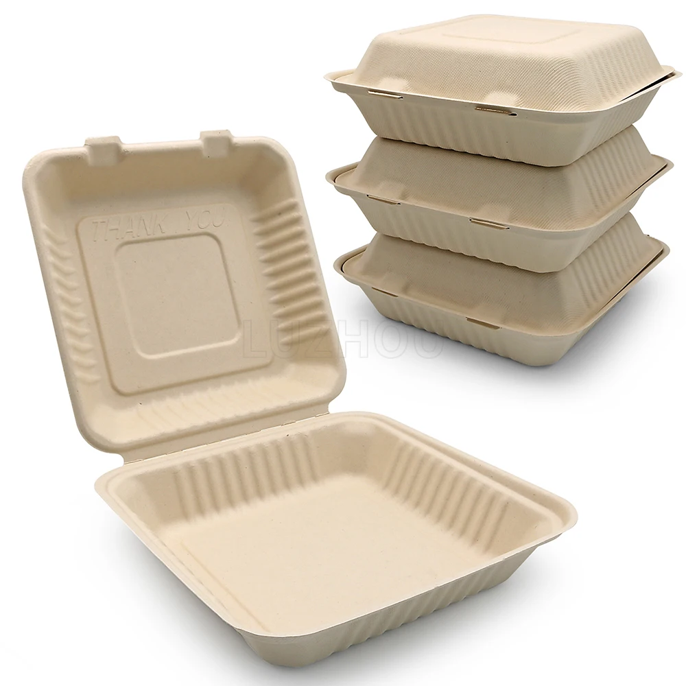 1500ml 9 Inch 100% Biodegradable & Compostable Bagasse Biodegradable Food Packaging Containers Food Boxes
