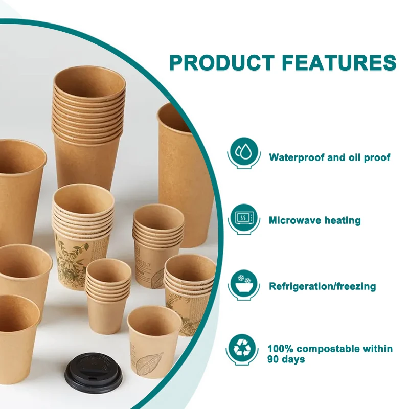 Custom Biodegradable to Go Airline Disposable Kraft Ripple Double Wall Paper Tea Coffee Coffe Dispos Cup with Lid - Image 2