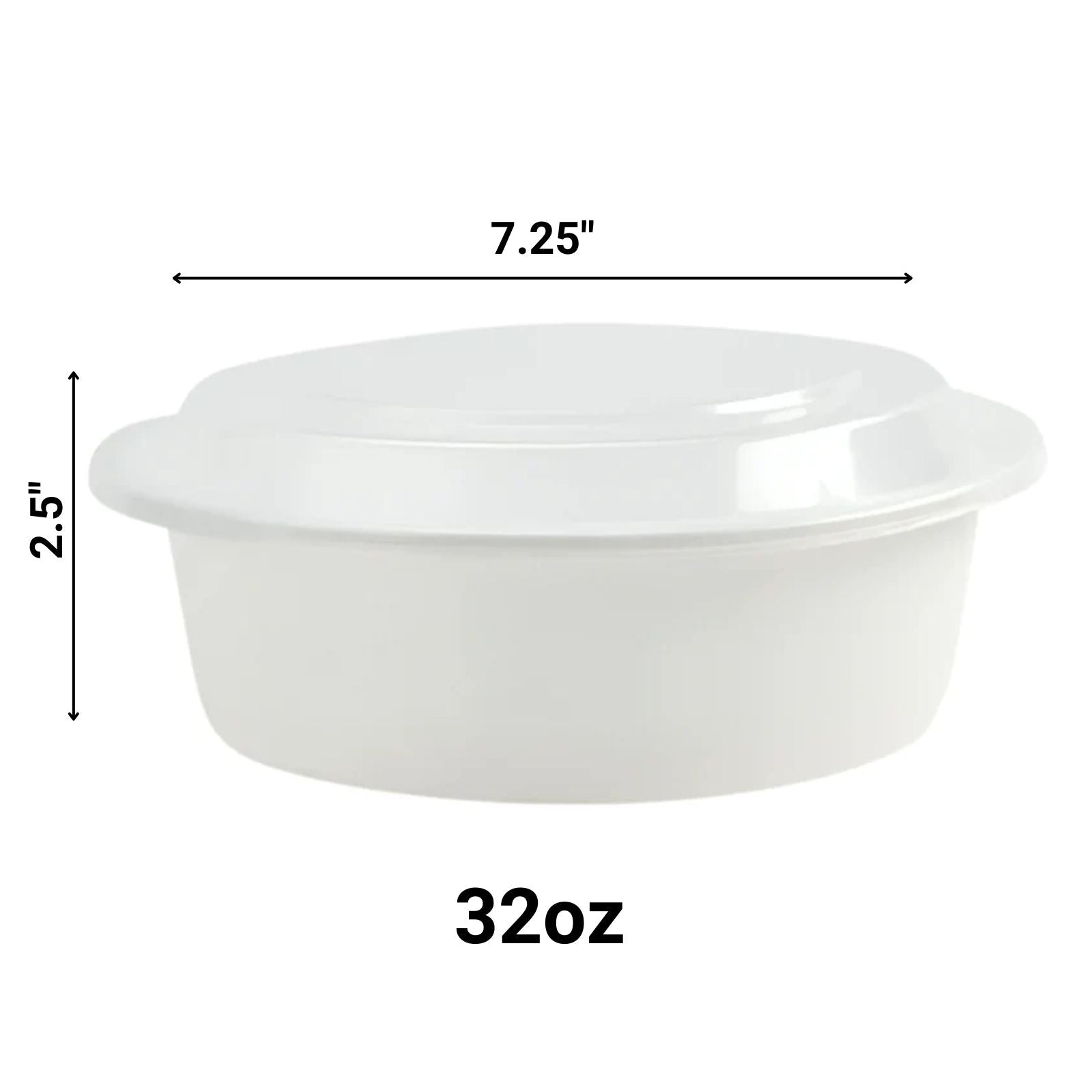 32oz Extra Strong Quality White round Disposable Meal Prep/ Bento Box Container - Image 2