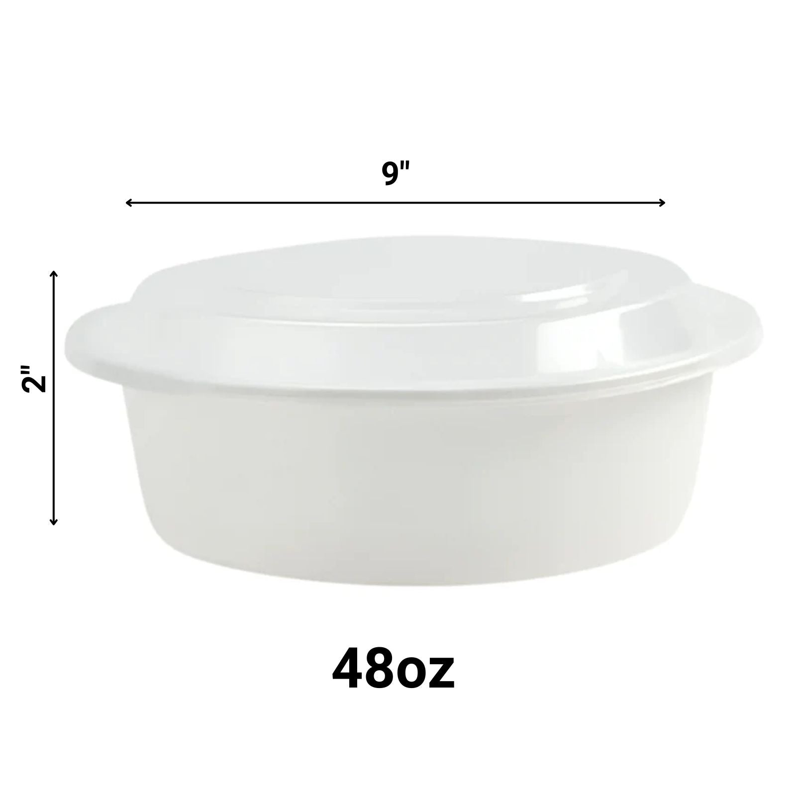 48oz Extra Strong Quality White Round Disposable Meal Prep/ Bento Box Container - Image 2