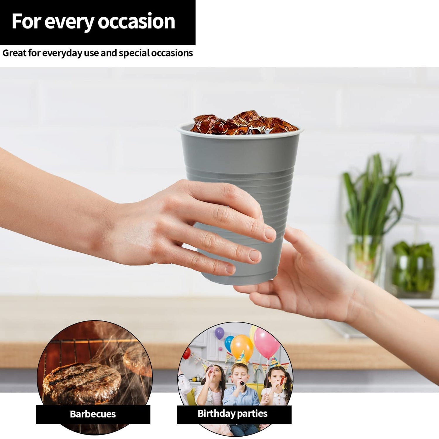 Hanna K. Signature Plastic Cups Silver 18 oz - Image 5